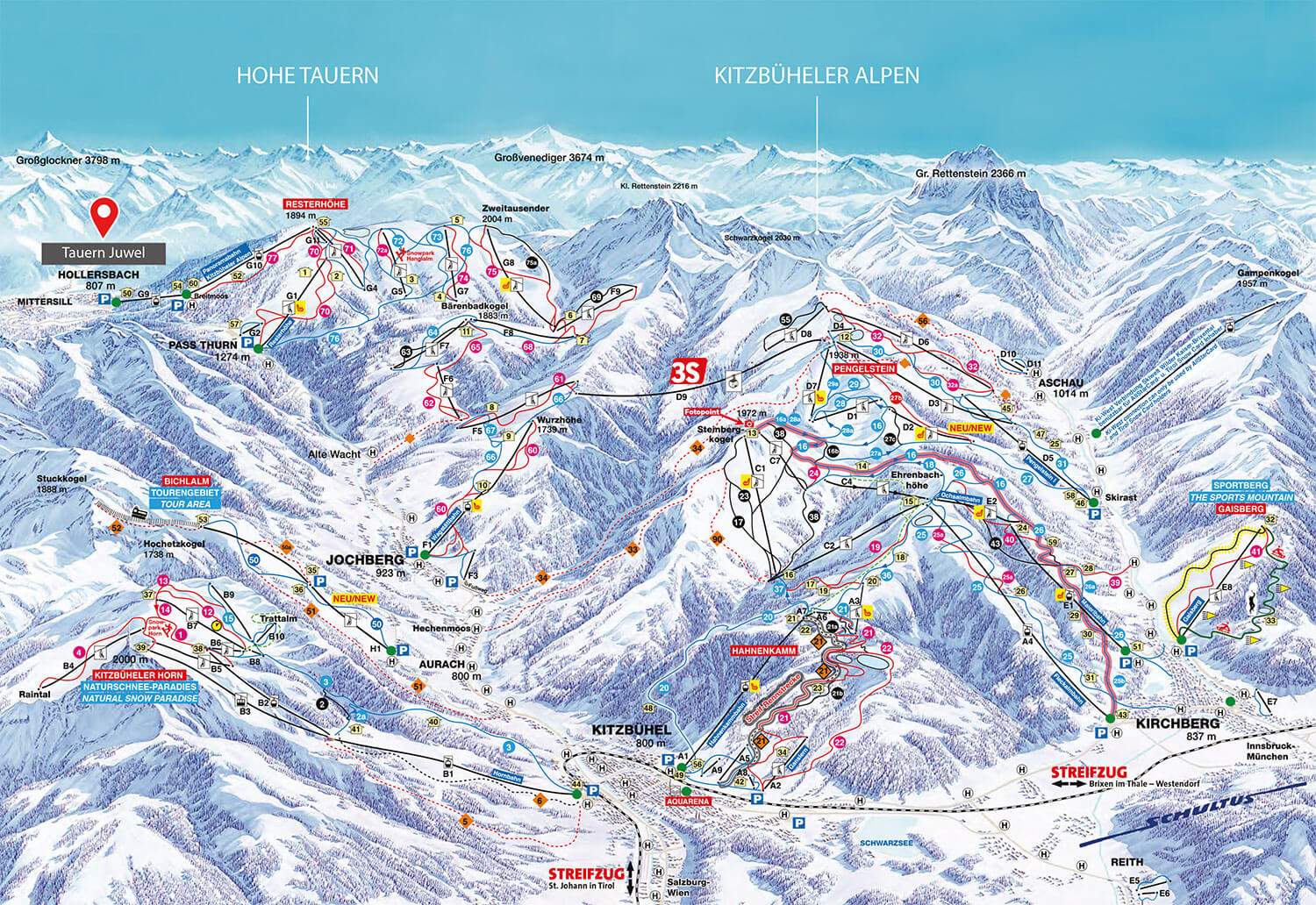 Pistenplan Kitzb&uuml;heler Alpen